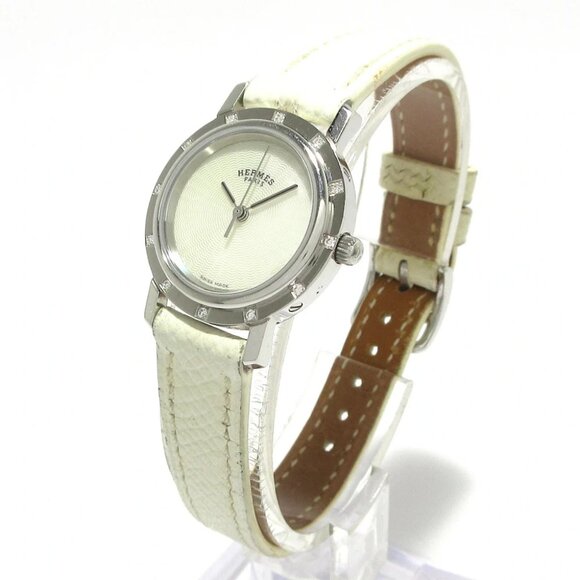 Auth HERMES Clipper Nacre CL4.230 2****** White Women's Wrist Watch - Picture 1 of 12